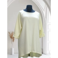 Trapezowa tunika z dłuższym tyłem i błyszczącą nitką - ecru